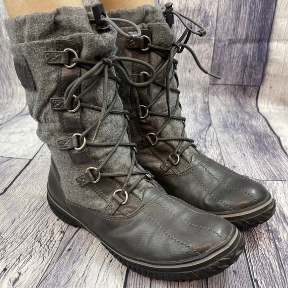 Lucky Brand Lace Up Duck Boot Women's Faux Fur Lined Winter Rain trail Boot Gray - Picture 2 of 12